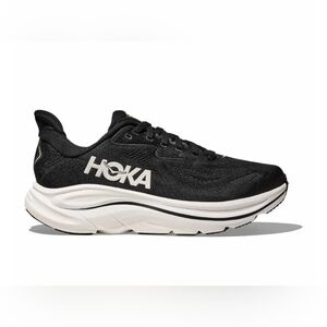 Size 8 D Men's Hoka Clifton 10 Black and White Cushioned Running Shoe